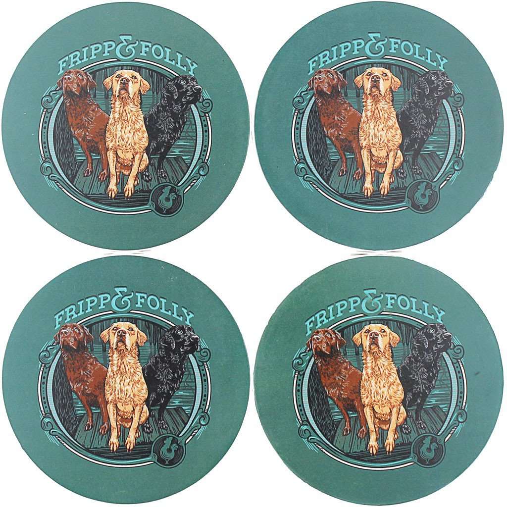 Stone Dog Coaster Set in Green by Fripp & Folly - Country Club Prep