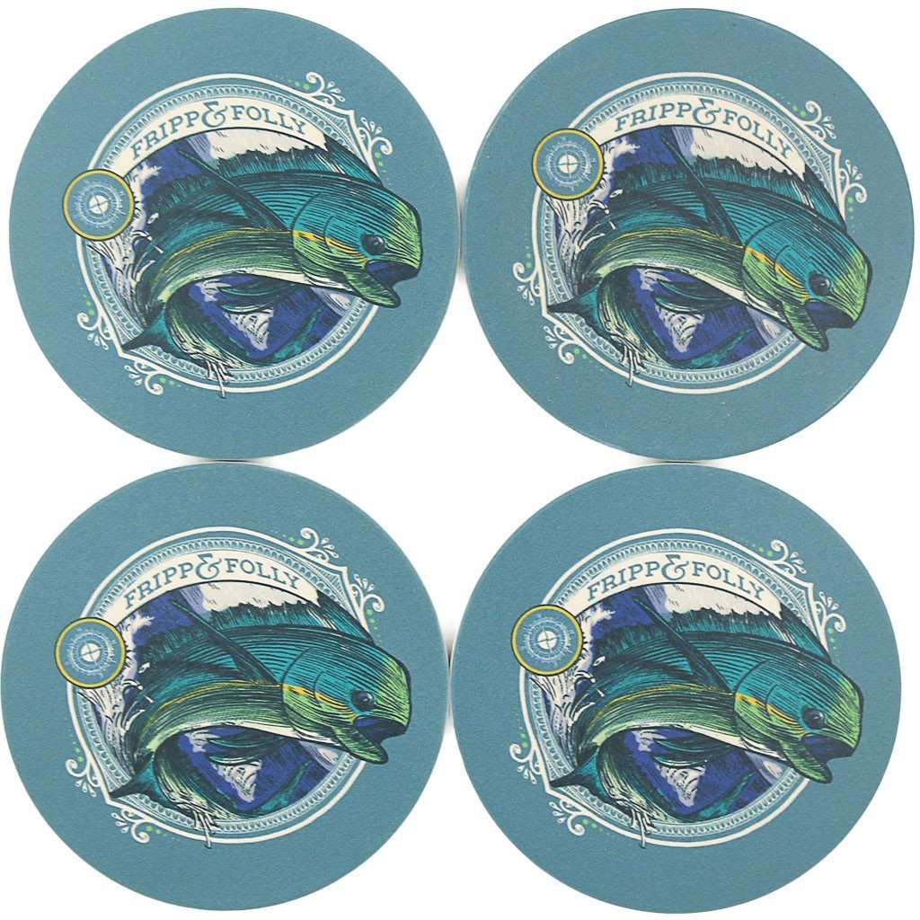 Stone Mahi Mahi Coaster Set in Blue by Fripp & Folly - Country Club Prep