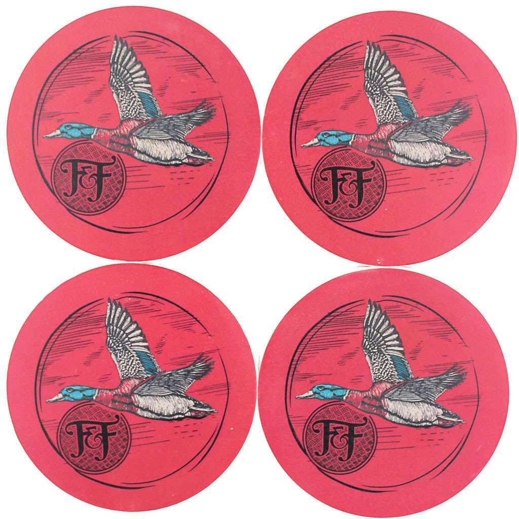 Stone Mallard Coaster Set in Red by Fripp & Folly - Country Club Prep