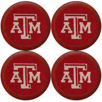 Texas A&M Needlepoint Coasters in Maroon by Smathers & Branson - Country Club Prep