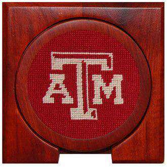 Texas A&M Needlepoint Coasters in Maroon by Smathers & Branson - Country Club Prep