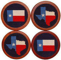 Texas Flag Needlepoint Coasters in Blue by Smathers & Branson - Country Club Prep