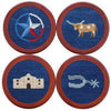 Texas Life Needlepoint Coasters in Classic Navy by Smathers & Branson - Country Club Prep