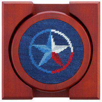 Texas Life Needlepoint Coasters in Classic Navy by Smathers & Branson - Country Club Prep