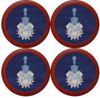 The Citadel Needlepoint Coasters in Blue by Smathers & Branson - Country Club Prep