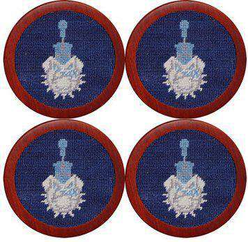 The Citadel Needlepoint Coasters in Blue by Smathers & Branson - Country Club Prep
