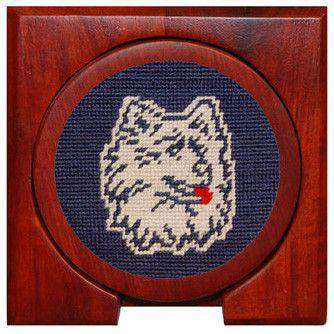 University of Connecticut Needlepoint Coasters in Navy by Smathers & Branson - Country Club Prep