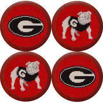 University of Georgia Needlepoint Coasters in Red by Smathers & Branson - Country Club Prep