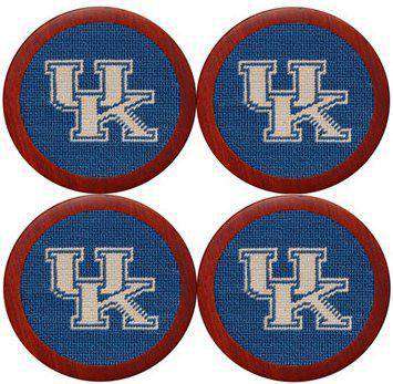 University of Kentucky Needlepoint Coasters in Blue by Smathers & Branson - Country Club Prep