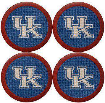 University of Kentucky Needlepoint Coasters in Blue by Smathers & Branson - Country Club Prep