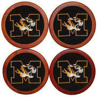 University of Missouri Needlepoint Coasters in Black by Smathers & Branson - Country Club Prep