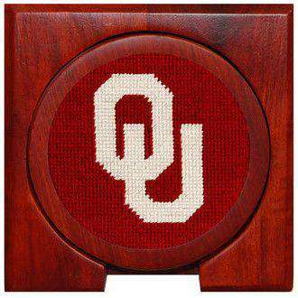 University of Oklahoma Needlepoint Coasters in Crimson by Smathers & Branson - Country Club Prep