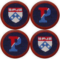 University of Pennsylvania Needlepoint Coasters in Navy by Smathers & Branson - Country Club Prep