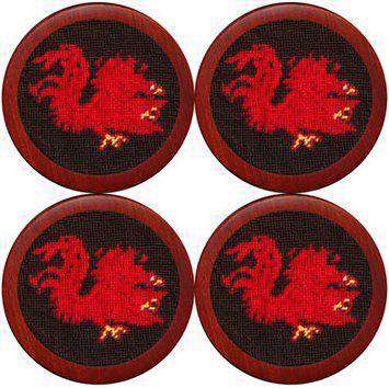 University of South Carolina Needlepoint Coasters in Black by Smathers & Branson - Country Club Prep