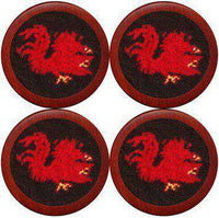 University of South Carolina Needlepoint Coasters in Black by Smathers & Branson - Country Club Prep