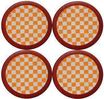 University of Tennessee Checkered Needlepoint Coasters in Orange and White by Smathers & Branson - Country Club Prep