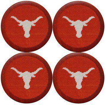 University of Texas Needlepoint Coasters in Burnt Orange by Smathers & Branson - Country Club Prep