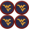 West Virginia Needlepoint Coasters in Navy by Smathers & Branson - Country Club Prep