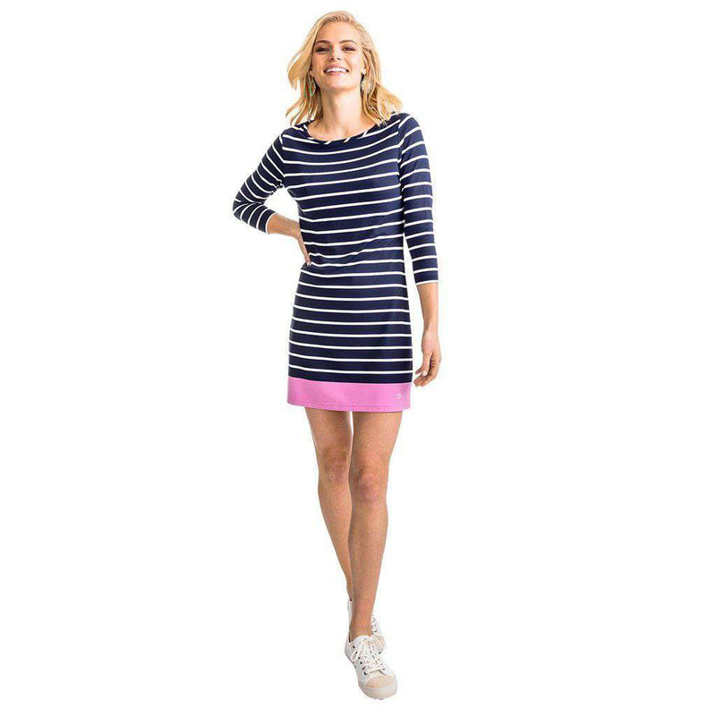 Coastline Stripe Knit Dress in Pink Cyclame by Southern Tide - Country Club Prep