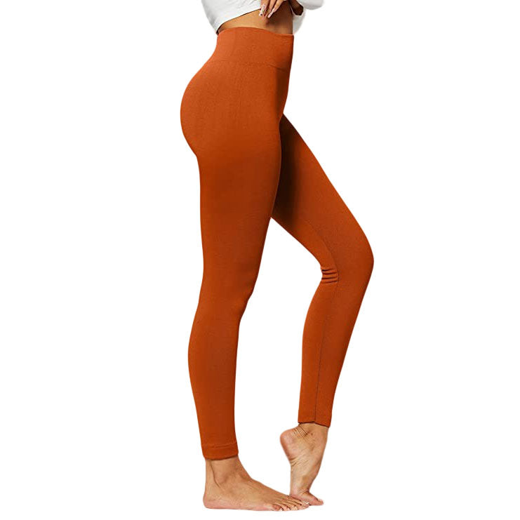 Ultra-Soft Seamless Fleece Lined Leggings in Pumpkin Spice - Country Club Prep