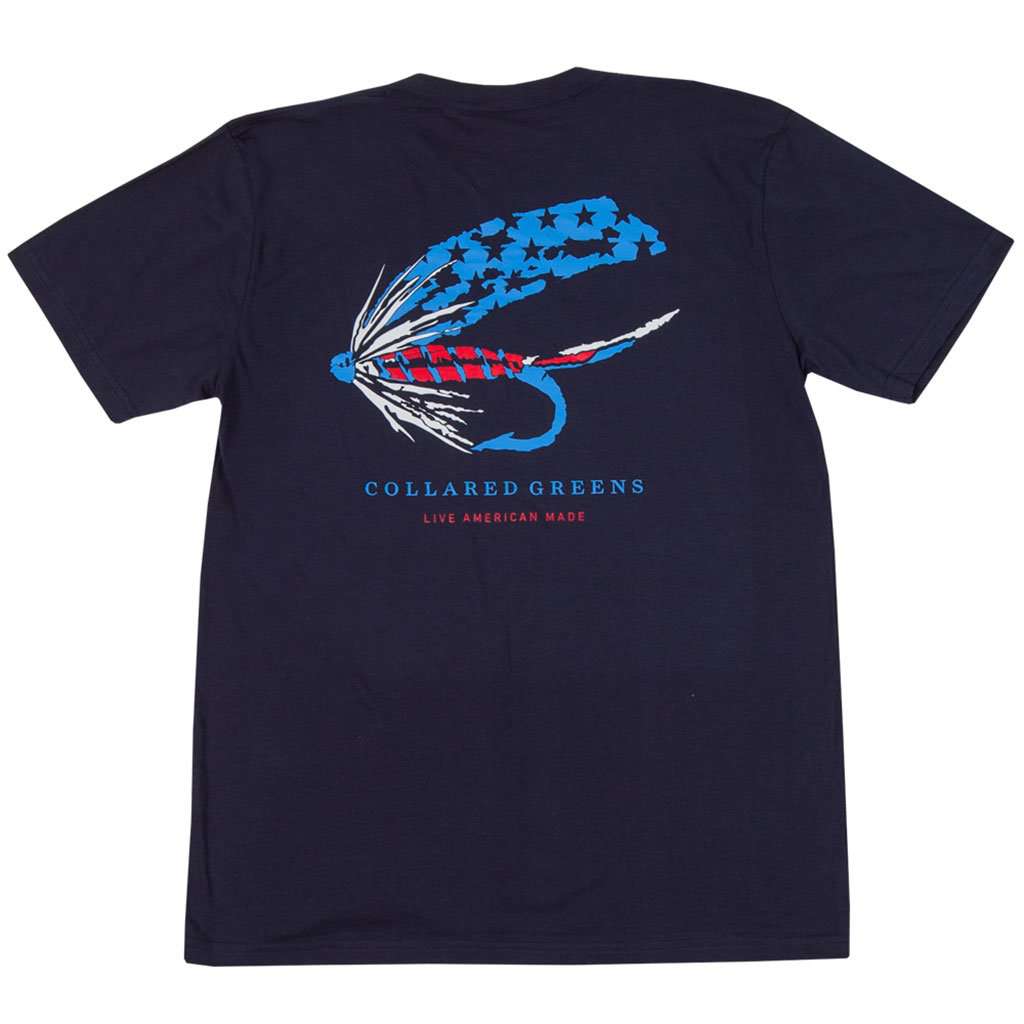 Old Glory Fly T-Shirt in Navy by Collared Greens - Country Club Prep