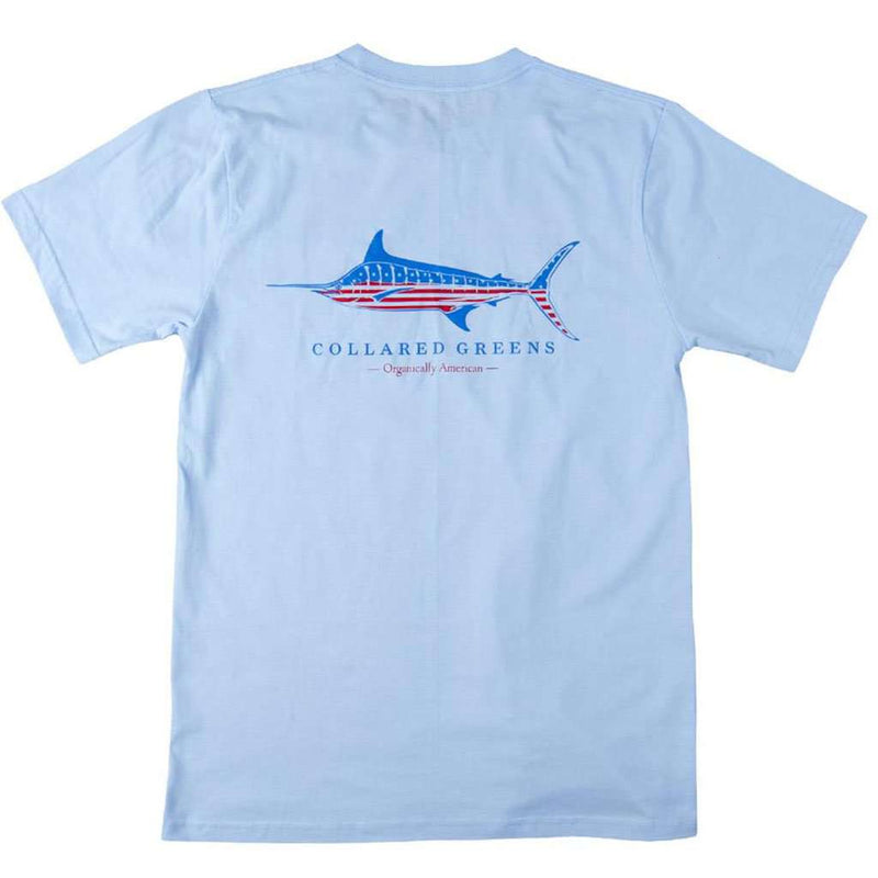 USA Marlin T-Shirt in Carolina Blue by Collared Greens - Country Club Prep
