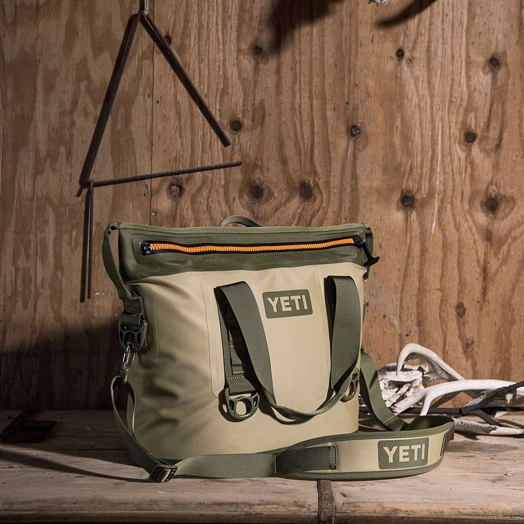 YETI Hopper Two 20 in Field Tan and Blaze Orange – Country Club Prep