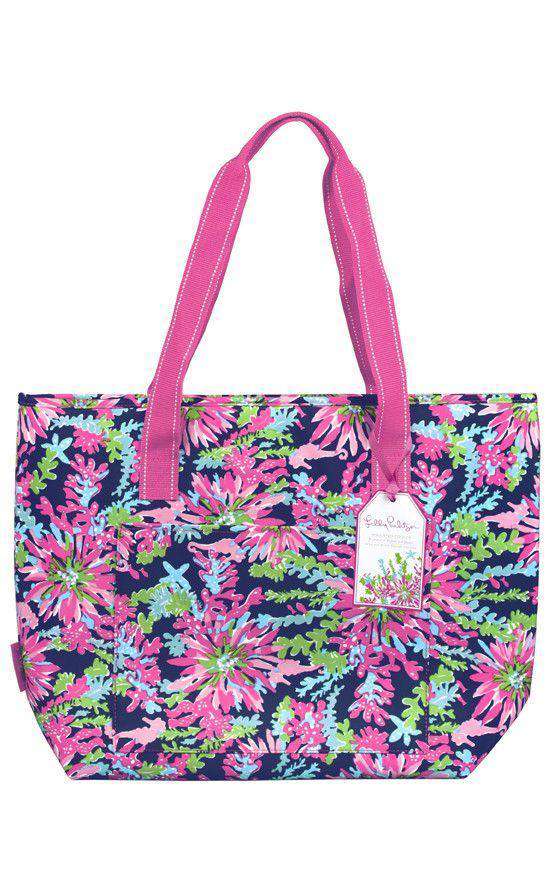 Insulated Cooler in Navy Trippin' and Sippin'  by Lilly Pulitzer - Country Club Prep