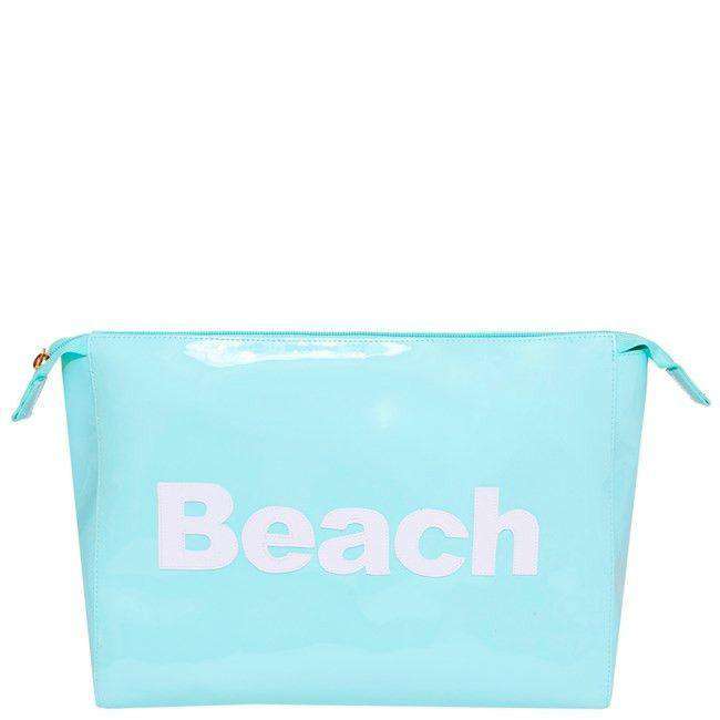 Betty Cosmetic Case in Light Blue with White Beach by Lolo - Country Club Prep