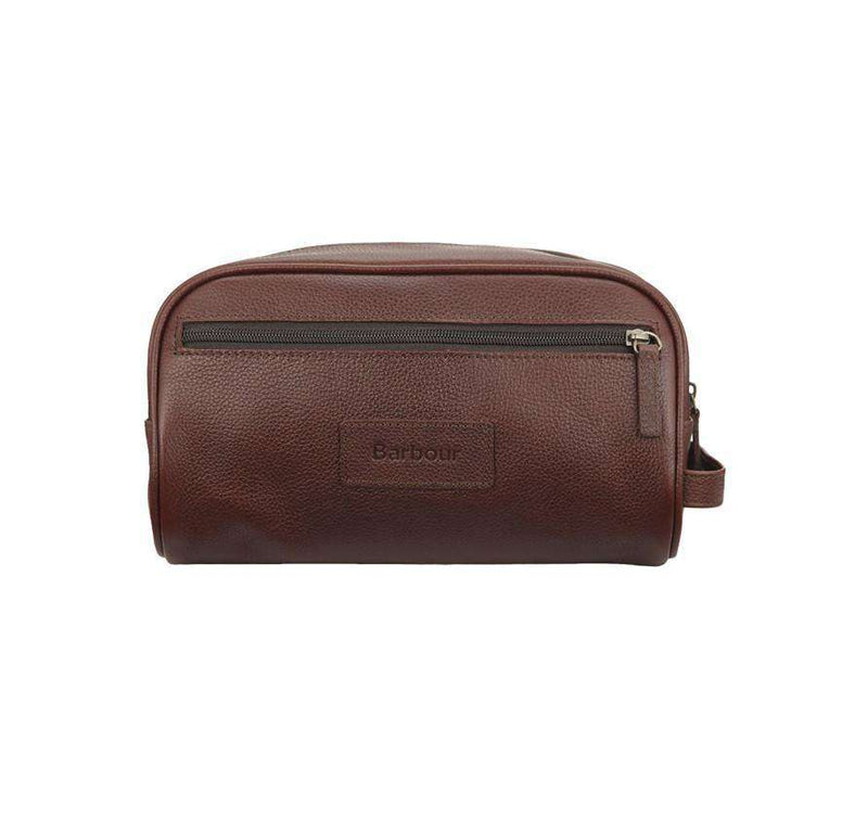 Leather Washbag in Dark Brown by Barbour - Country Club Prep