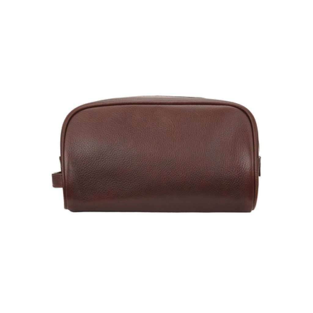 Leather Washbag in Dark Brown by Barbour - Country Club Prep