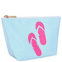 Medium Avery Case in Blue Stripe with Pink Flip Flop by Lolo - Country Club Prep