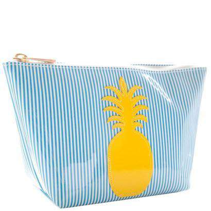 Medium Avery Case in Blue Stripe with Yellow Pineapple by Lolo - Country Club Prep