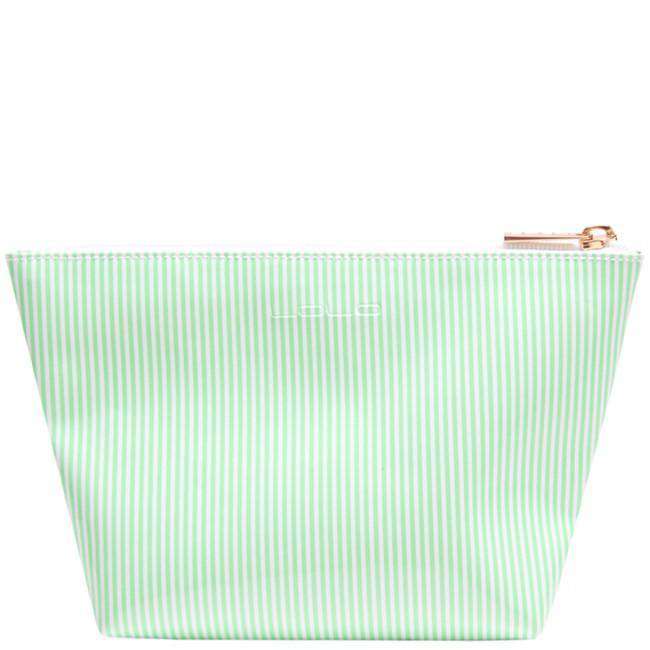 Medium Avery Case in Green Stripe with Pink Happy by Lolo - Country Club Prep