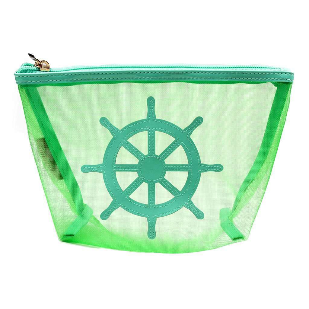 Medium Mesh Avery Case in Green with Captain's Wheel by Lolo - Country Club Prep