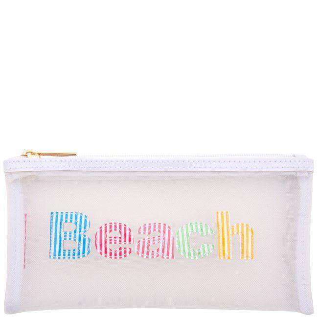 Mesh Moya Case in White with Multi-Color Stripe Beach by Lolo - Country Club Prep