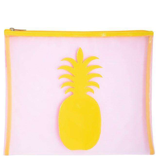 Mesh Stanley Case in Pink with Yellow Pineapple by Lolo - Country Club Prep