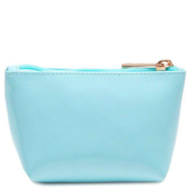 Mini Avery Change Purse in Light Blue with Pink Palm Tree by Lolo - Country Club Prep