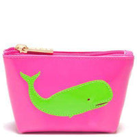 Mini Avery Change Purse in Pink with Green Whale by Lolo - Country Club Prep