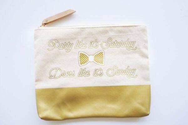 Party Like It's Saturday, Dress Like It's Sunday Travel Canvas Pouch by Jadelynn Brooke - Country Club Prep