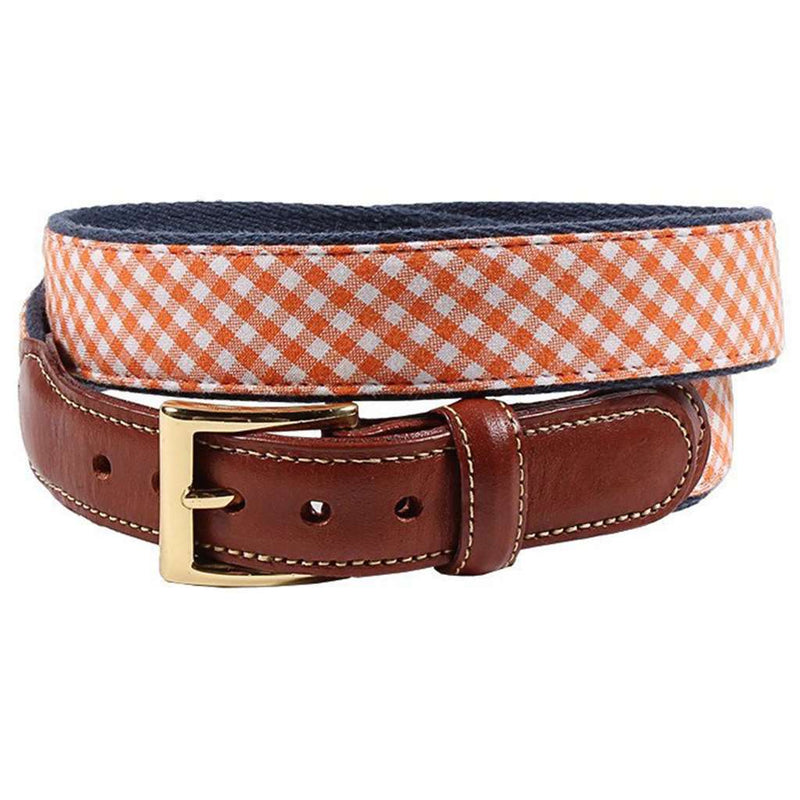 Orange Gingham Belt on Navy Canvas by Country Club Prep - Country Club Prep
