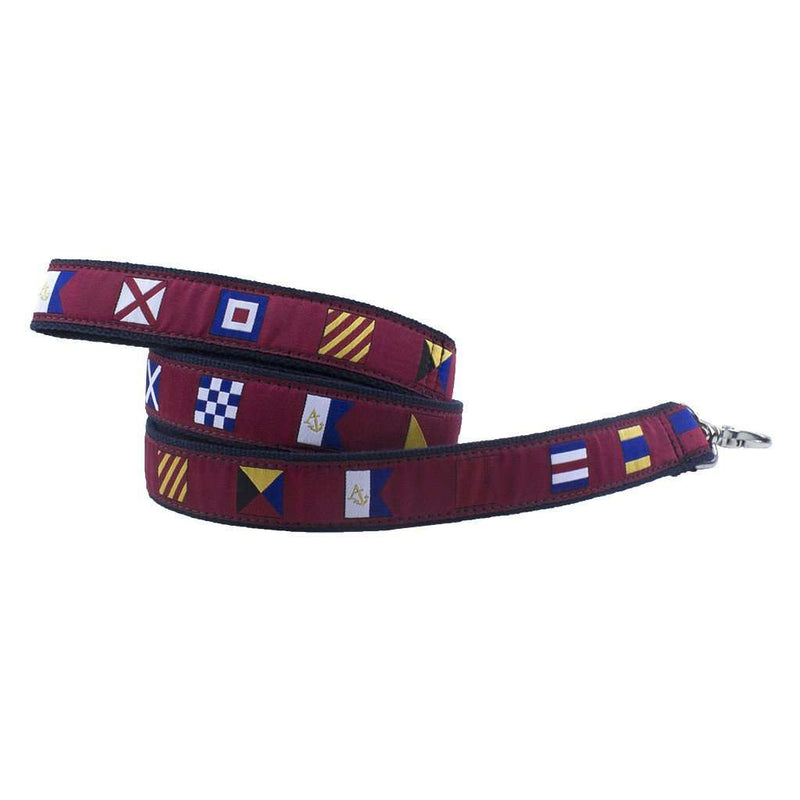 Signal Flag Dog Leash in Crimson by Anchored Style - Country Club Prep