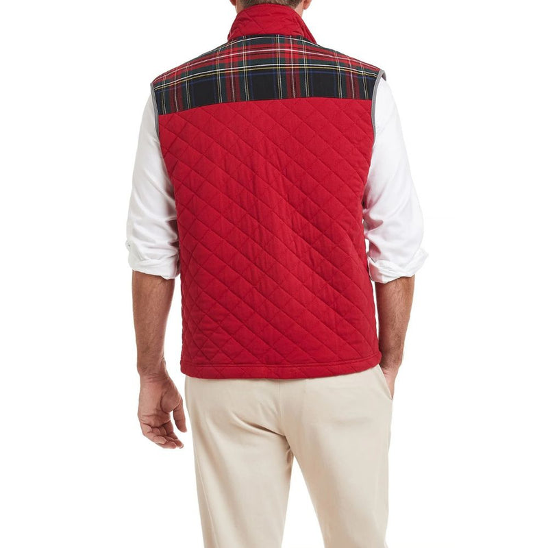 Tartan Cross Rip Quilted Vest in Black Stewart by Castaway Clothing - Country Club Prep