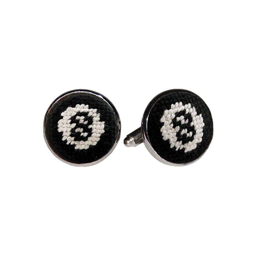 8 Ball Needlepoint Cufflinks in Black by Smathers & Branson - Country Club Prep