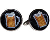 Beer Mugs Needlepoint Cufflinks in Black by Smathers & Branson - Country Club Prep