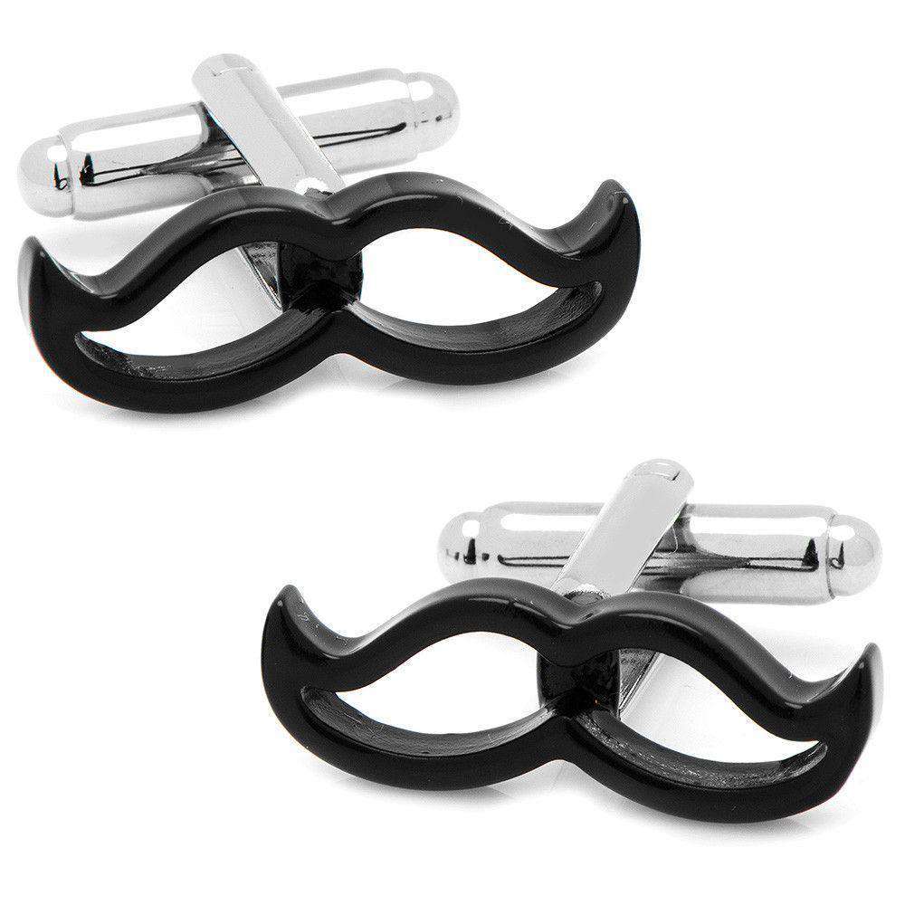 Cool Cut Moustache Cufflinks in Black by CufflinksInc - Country Club Prep
