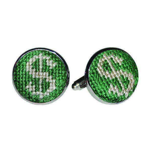 Dollar Sign Needlepoint Cufflinks by Smathers & Branson - Country Club Prep