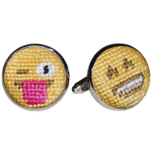 Emoji Needlepoint Cufflinks by Smathers & Branson - Country Club Prep