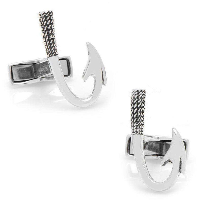 Fish Hook Curfflinks in Sterling Silver by CufflinksInc - Country Club Prep