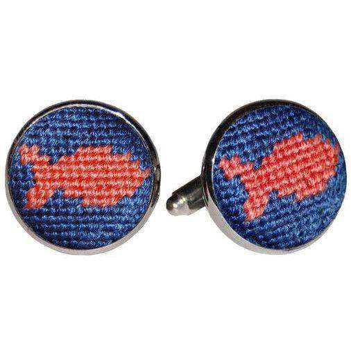 Fish Needlepoint Cufflinks by Smathers & Branson - Country Club Prep